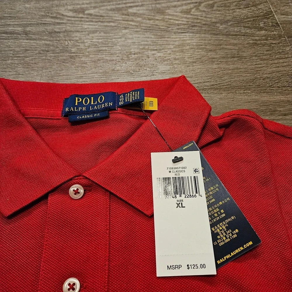 Polo Ralph Lauren 1992 Classic Fit Mesh Short Sleeve Polo Shirt Red Size XL